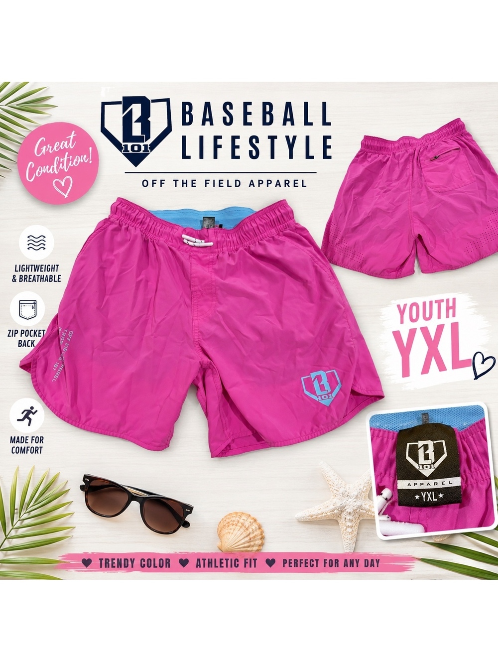 Baseball Lifestyle 101 (BL101) youth shorts, size YXL